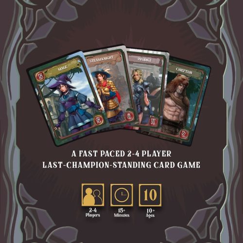 A fast paced 2-4 player last champion standing card game for players ages 10 and up; now available on Kickstarter